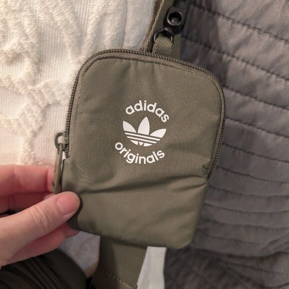 Adidas Puffer And Pouch Crossbody Bag, Olive Strata Green/Black - Picture 3 of 10